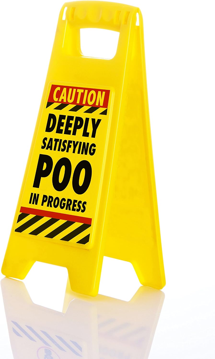 Boxer Deeply Satisfying Poo in Progress Novelty Toilet Humour Warning Sign, Yellow, 11.8cm x 25cm