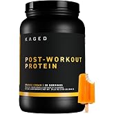 Kaged Post Workout Protein Powder | Re-Kaged | 28g Whey Protein with Creatine, Glutamine &amp; Betaine for Muscle Growth &amp; Recovery | Low Sugar | 20 Servings | Orange Cream