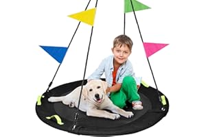 HeyZoo Tree Swing, Saucer Flying Swing 40 Inch for Kids, 900lbs Weight Capacity, with Adjustable Hanging Straps, Swing Sets for Backyard, for Outdoor Playground, Black