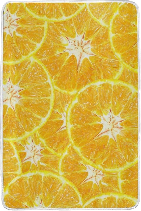 SENNSEE Bettüberwurf, orangefarbenes Obst-Muster, gelb, Bettdecke für