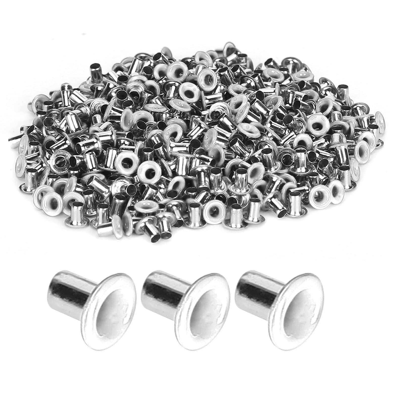 Brass Eyelets, 500Pcs 2mm Inner Hole Grommet Kit Sets Metal Eyelets Set Colorful Round Inner Hole Grommets Eyelet Buckle for Clothes Shoes Leather Bags Crafts DIY Projects DIY[White]
