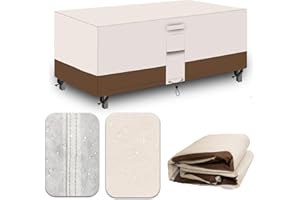 CNCZMH Heavy Duty Patio Table Covers Outdoor, Waterproof Patio Furniture Cover, Sofa Cover Rectangular, 600D Canvas Oval Patio Dining Table Chair Set Covers 78''L x 62''W x 30''H, Beige Brown