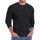 Askdeer Men's Crewneck Pullover Sweater Waffle Long Sleeve Casual Sweater Soft Knit Waffle Texture Sweater Ribbing Edge
