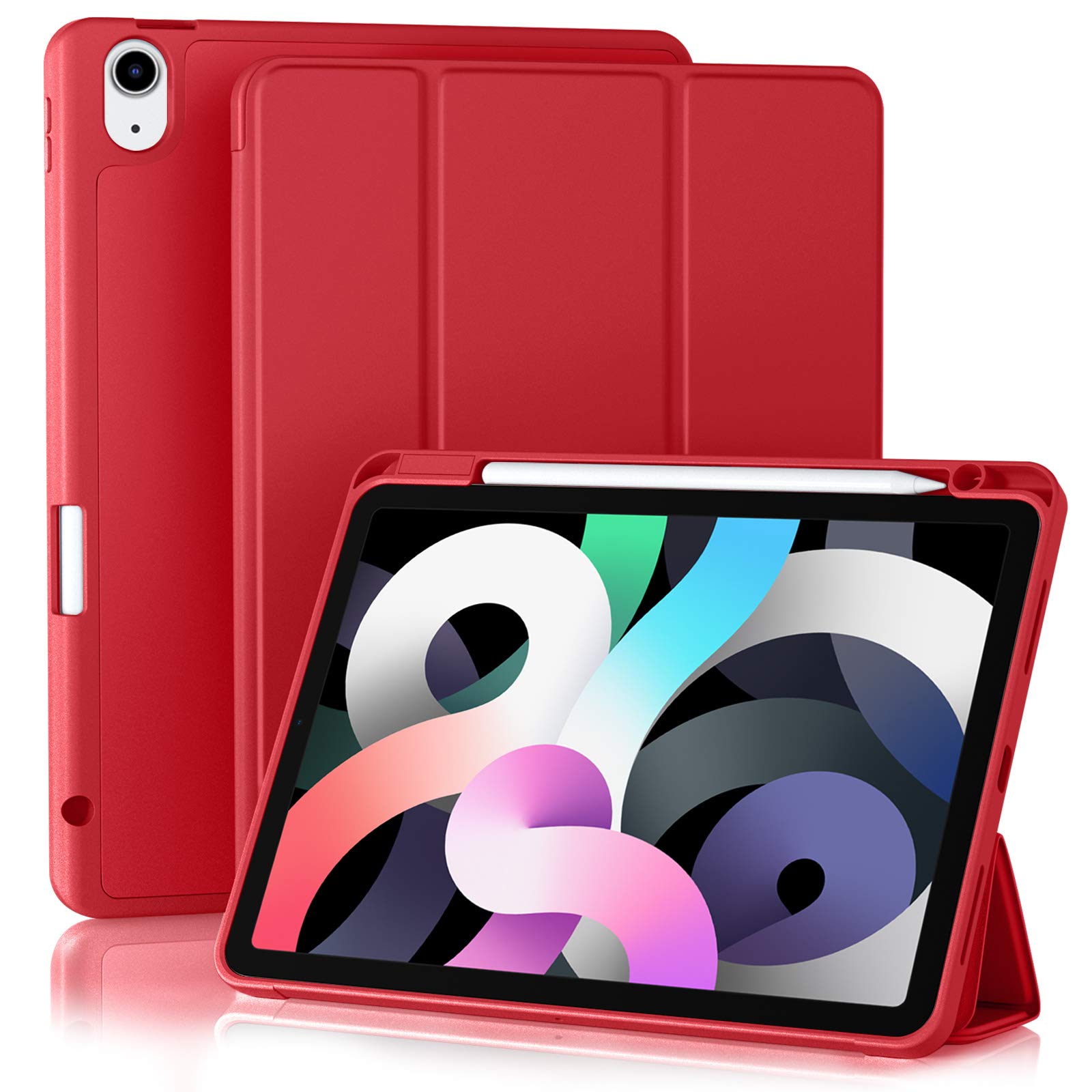 Photo 1 of Akkerds Compatible with iPad Air 6th Generation 11 Inch Case M2 2024, for iPad Air 5th/4th Generation Case 2022/2020 10.9 Inch with Pencil Holder[Auto Sleep/Wake], Red