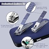 Acehome 7 in 1 Nail Clipper Set Blue Leather Case Stainless Steel Manicure view 3