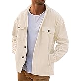 PLEPAN Men's Corduroy Shacket with 4 Pockets (Chest & Side Slant) Button Down Work Jackets Casual Long Sleeve Shirt Jacket