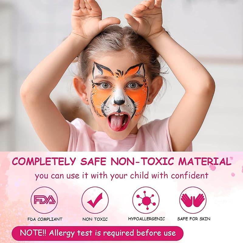 Pintura de Cara, 28 Colores Seguridad No Tóxica Pintura Facial, Crayones de Maquillaje Ideal para Halloween Navidad Cosplay Fiesta y Party