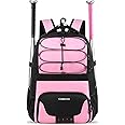 COMECOI Softball Bag, Lightweight Baseball Backpack with Shoes Compartment, Baseball Bat Bags with Fence Hook for TBall Bat & Equipment, for Batting Mitten, Helmet, for Girls, Boys, Youth, Adults