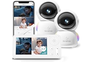 BondFree 2K Baby Monitor with 2 Cameras and Audio, Baby Monitor no WiFi RGB Night Light, Baby Monitor WiFi Smartphone 2.4G for Nursery, Pet, Elderly, 355° Rotation, Compatible with Alexa Google Home