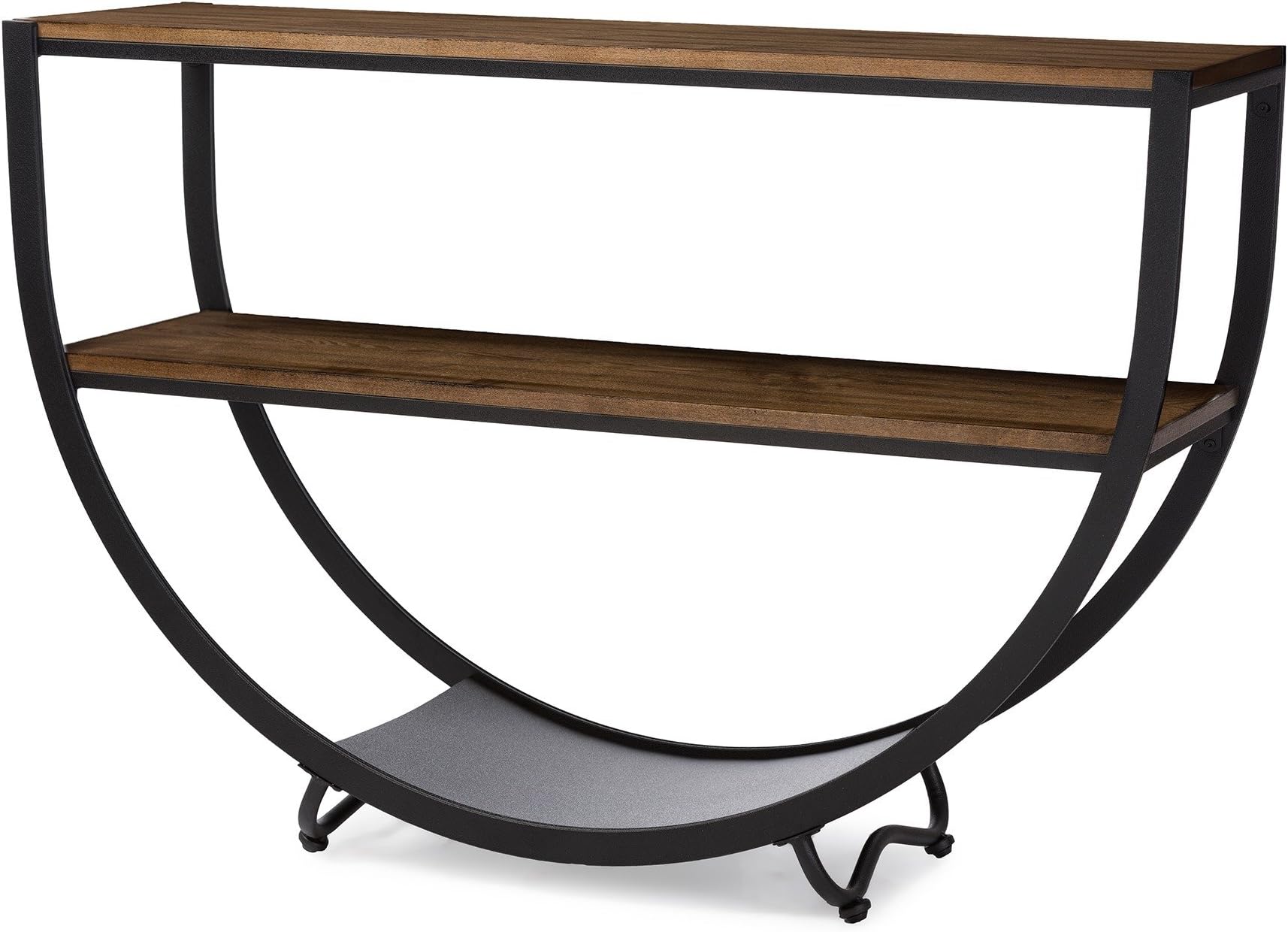 Industrial Vintage Semi Circle Console Table with Metal Frame - Includes Modhaus Living Pen