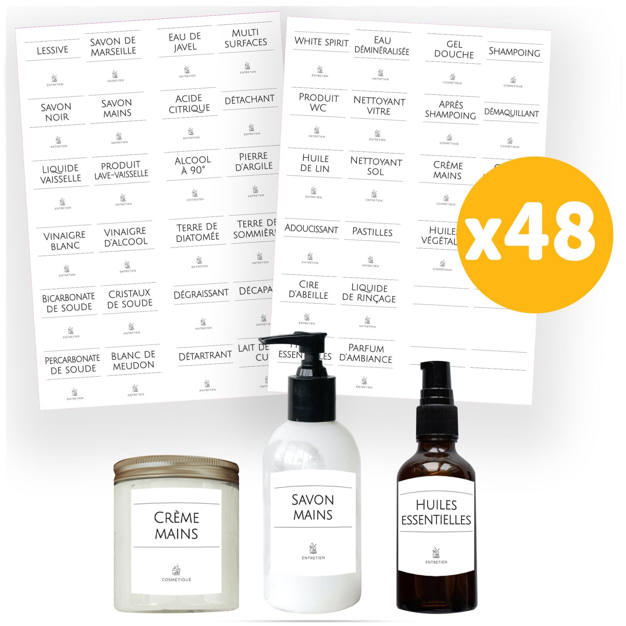 AVERY - Bag of 48 Minimalist Chains, Ready to use, for Products, Cutlery and Cosmetics, Square Size, 4.8 x 4.8 cm