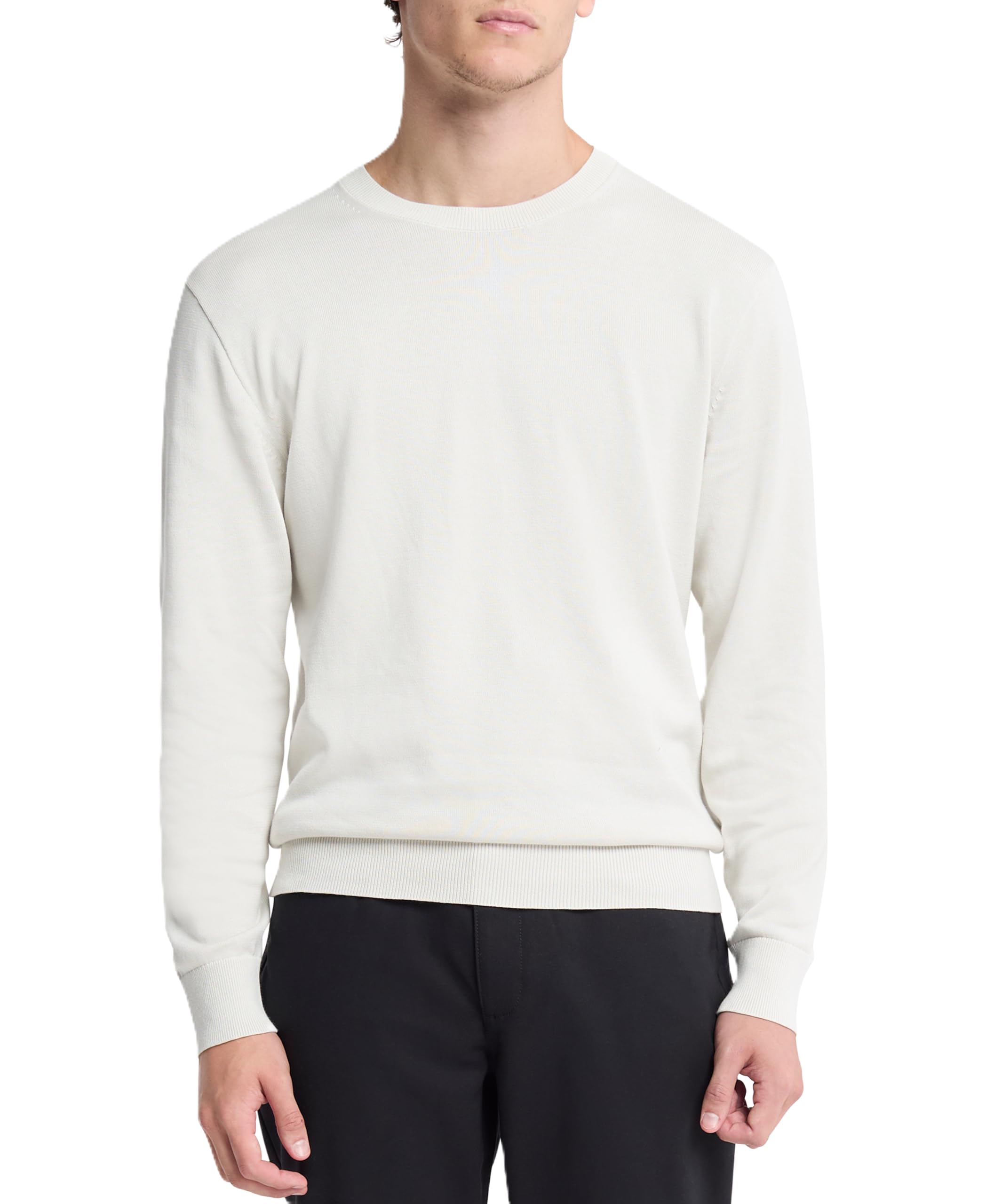 Calvin Klein Men's Supima Cotton Solid Monogram Logo Sweater Image