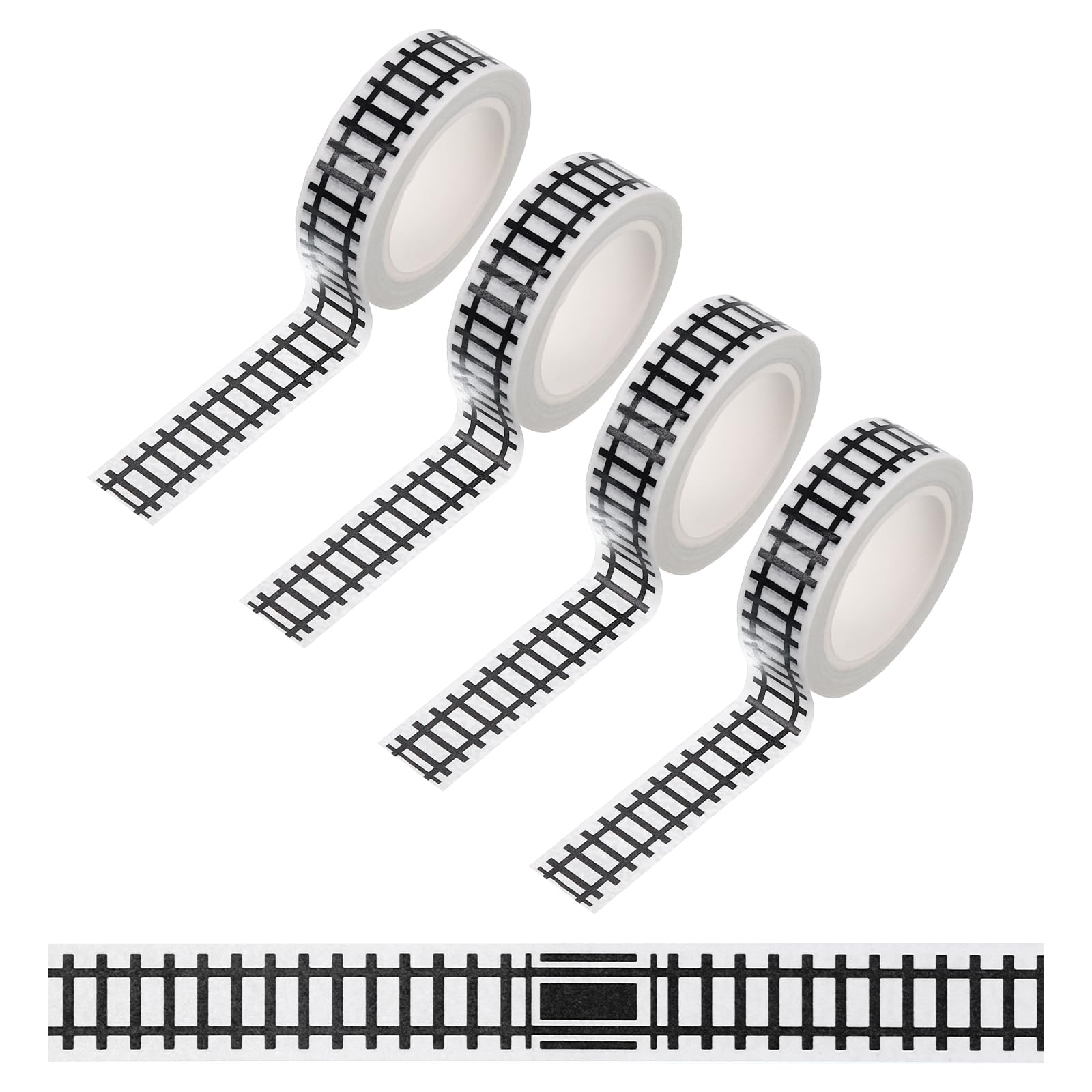PATIKIL 132ft Car Track Tape Traffic Washi Tape Highway Train for DIY Craft Art Journal Scrapbook Planner Style 4, Black