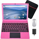HBESTORE 10.1Inch Laptop,Quad-Core Processor with Android 12.0 OS,2GB RAM,64GB EMMC,Built-in Camera, WiFi,USB Interface,Tpye-C Charging for Learning and Entertainment (Pink 2GB+64GB)