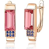 Austrian Crystal Leverback Earrings for Women Rectangle Drop Earrings 14K Gold Plated Hypoallergenic Everyday Earrings for Her