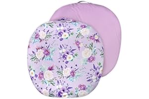 CARUILI Newborn Lounger Cover for Girls Boys, Removable Soft Baby Lounger Cover 1 Pack, Reversible Infant Lounger Cover Fleece, Purple Floral (Only Cover)