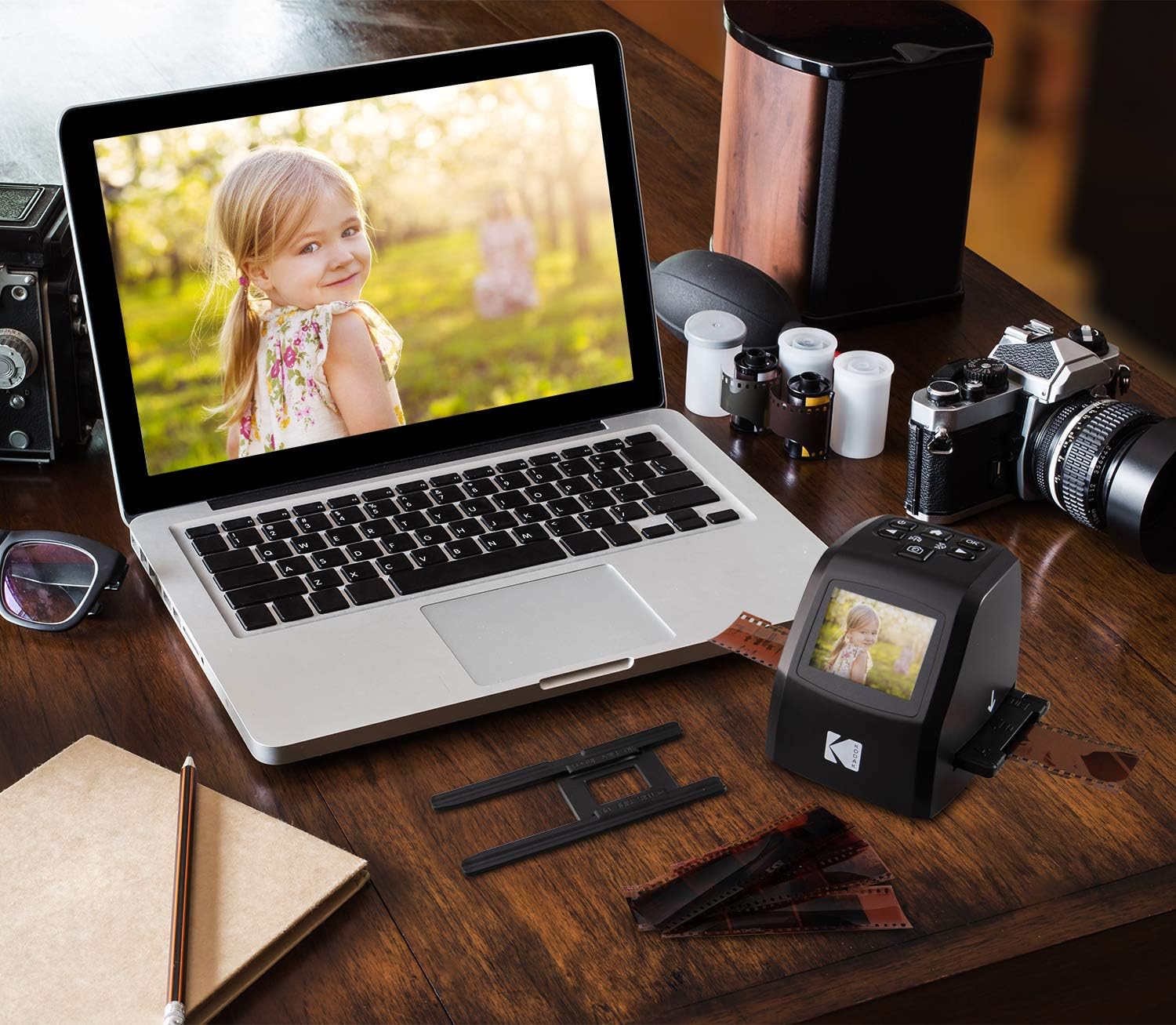 KODAK Mini Digital Film & Slide Scanner – Converts 35mm, 126, 110, Super 8 & 8mm Film Negatives & Slides to 22 Megapixel JPEG Images – Includes - 2.4 LCD Screen – Easy Load Film Adapters: Electronics