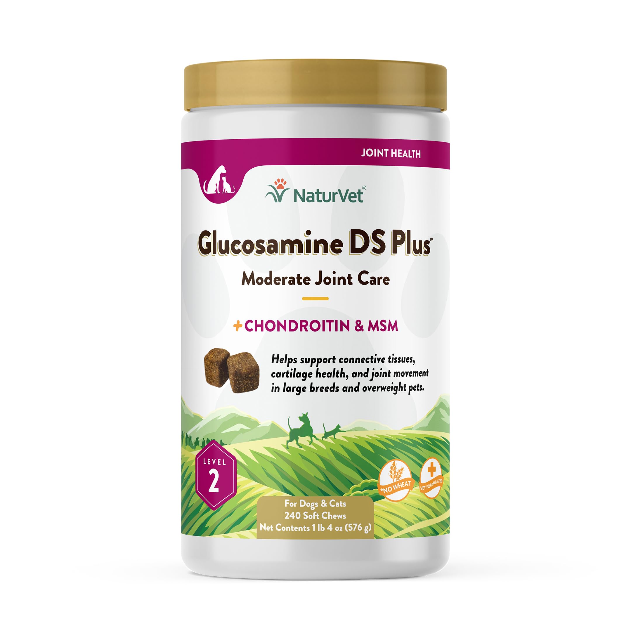 NaturVet, Glucosamine DS Plus, Moderate Care, Level 2, 240 Soft Chews