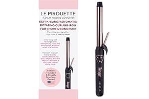 L'ANGE HAIR Le Pirouette 25MM Titanium Rotating Curling Iron Self-Rotating Curler | Curls and Waves for Beginners and Pros | Premium Titanium 1 Inch Barrel | Black