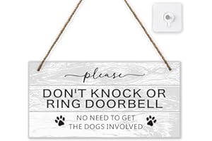 FEXICHUJI Dont Knock Sign for Front Door, Do Not Ring Doorbell Sign with a Hook, Dog Signs for Gate Fence Yard Home Hanging Decoration, Dont Ring Doorbell Sign