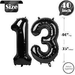 13 Balloon Number, Black Number 13th 31th Birthday