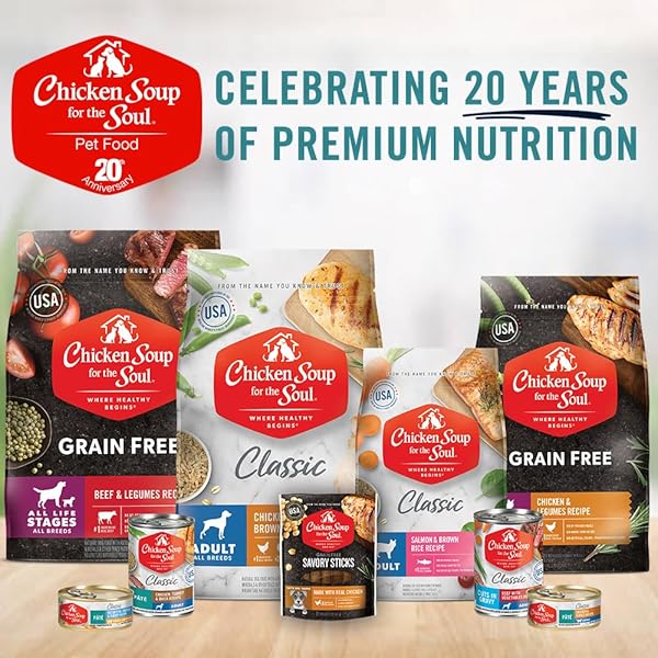 CHICKEN SOUP FOR THE SOUL ALL NATURAL PREMIUM DRY PUPPY FOOD, REAL MEAT FIRST INGREDIENT, NO BY-PRODUCTS, SUPPORTS BRAIN DEVELOPMENT & STRONG BONES & TEETH, CHICKEN, TURKEY & BROWN RICE, 13.5LB