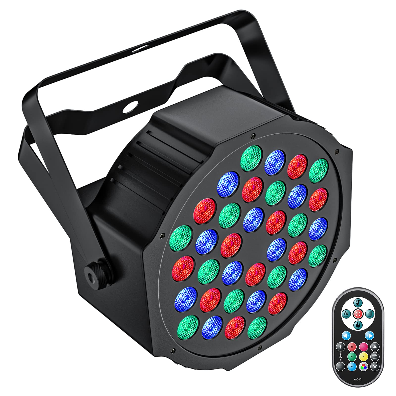 Leleght RGB LED Stage Light, 72W Par Can Light DMX 7CH with Remote Control and Sound Activation, 7 Lighting Modes Disco Lights for Parties Wedding Church Live Show Halloween Christmas