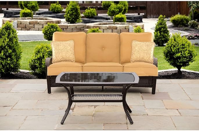 Amazon Com Hanover Orleans2pc B Tan Orleans Sahara Sand Outdoor 2 Piece Patio Set Garden Outdoor