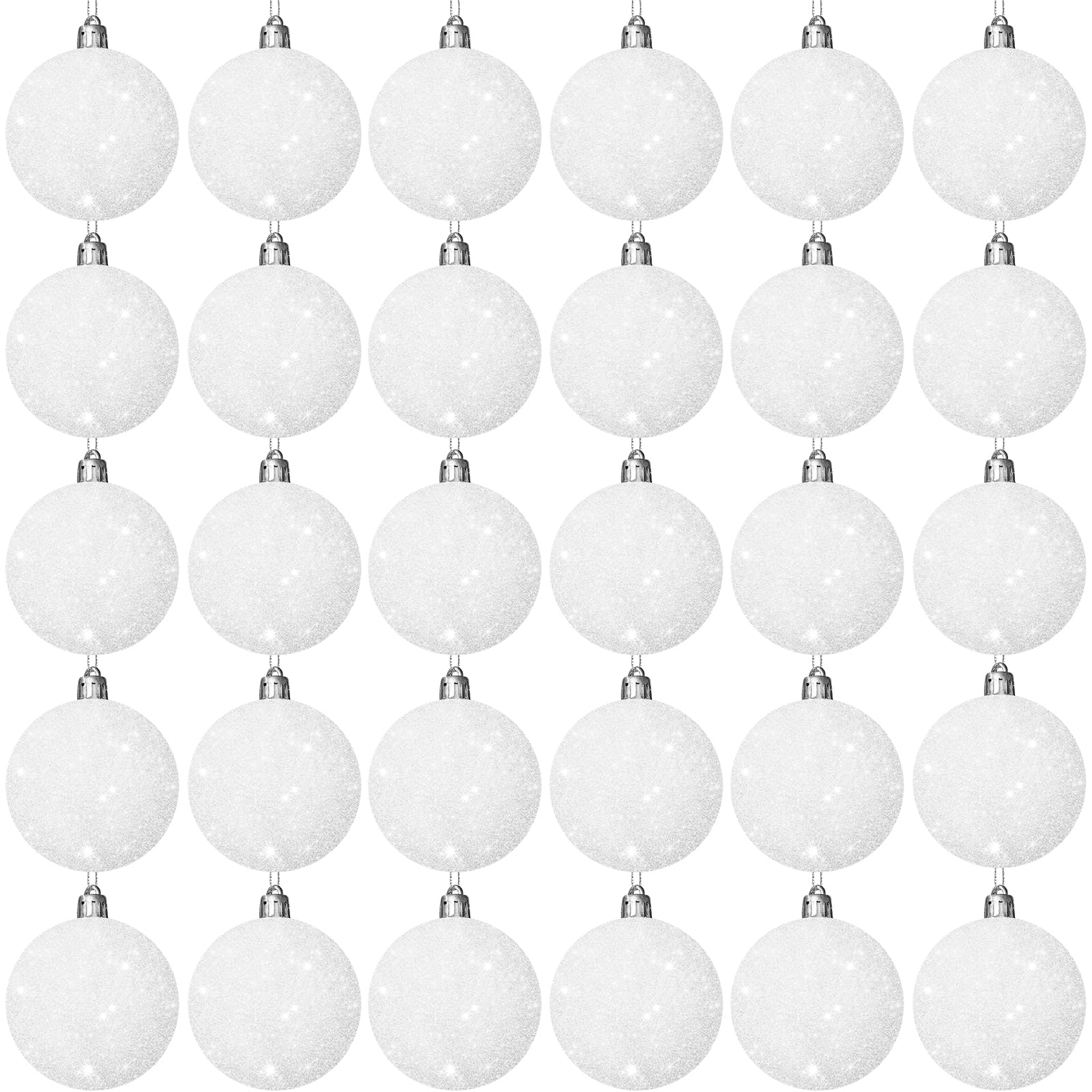 Photo 1 of 30 Pcs 2.36 Inch White Snowball Ornament,Christmas White Sparkly Ball Ornament,Christmas Tree Ball Decorations for Winter Theme Valentines Party,Holiday,Wreath