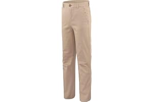 Bienzoe Boys School Uniform Pants: Adjustable Waist Cotton Stretch Slim Flat Front Big Kids Slacks