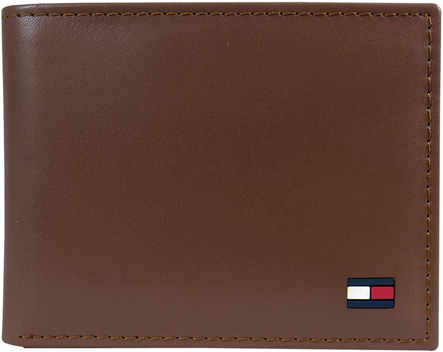 Tommy Hilfiger Men's Leather Edisto RFID Slim Bifold Wallet, Tan