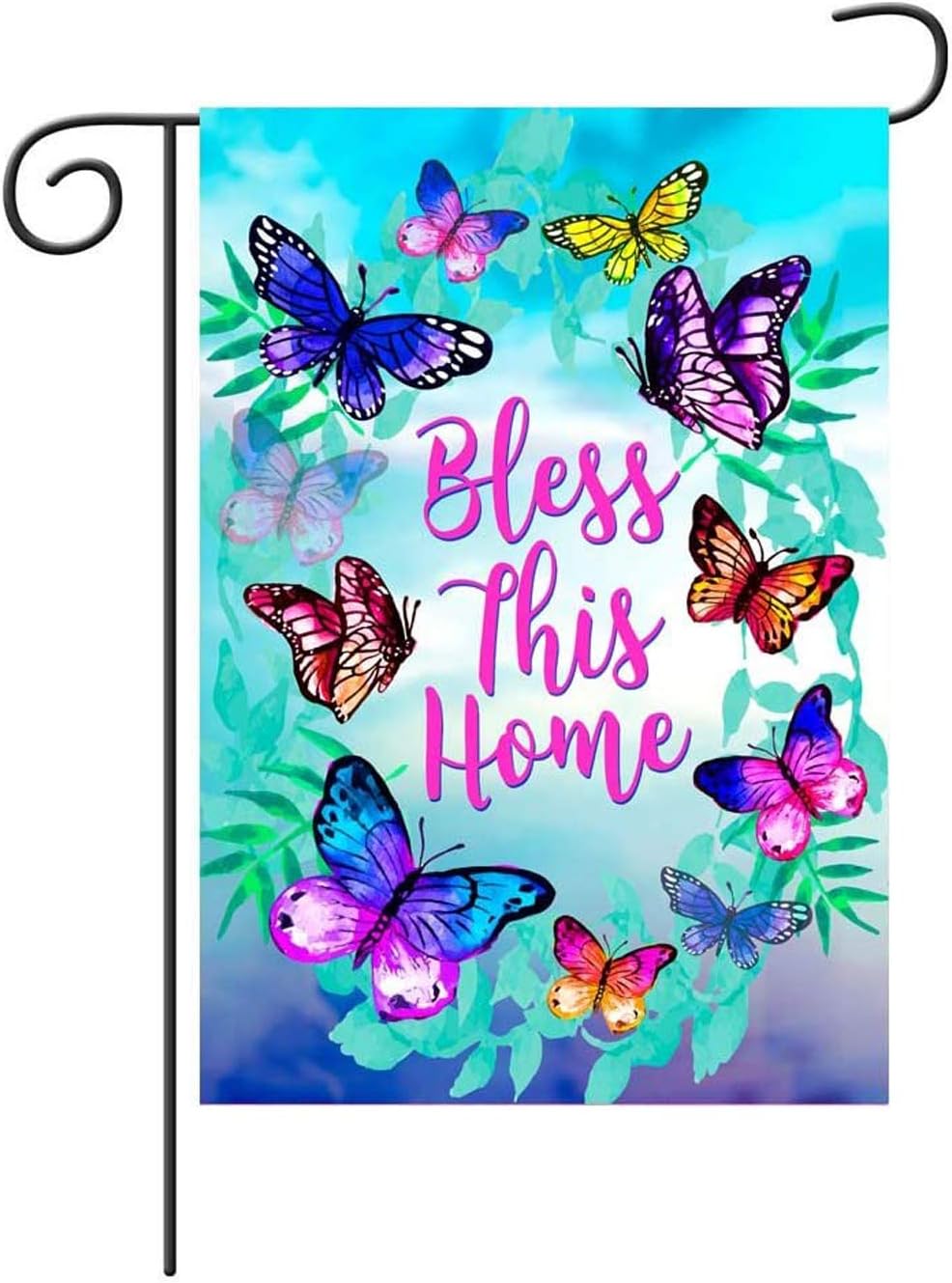 Bless This Home Spring Butterfly Garden Flag Vertical Double Sided 12 X 18 Inch Decorative Flag For All Seasons And Holidays Welcome Farmhouse Burlap Yard Outdoor Decor Weather Resistant House Flag