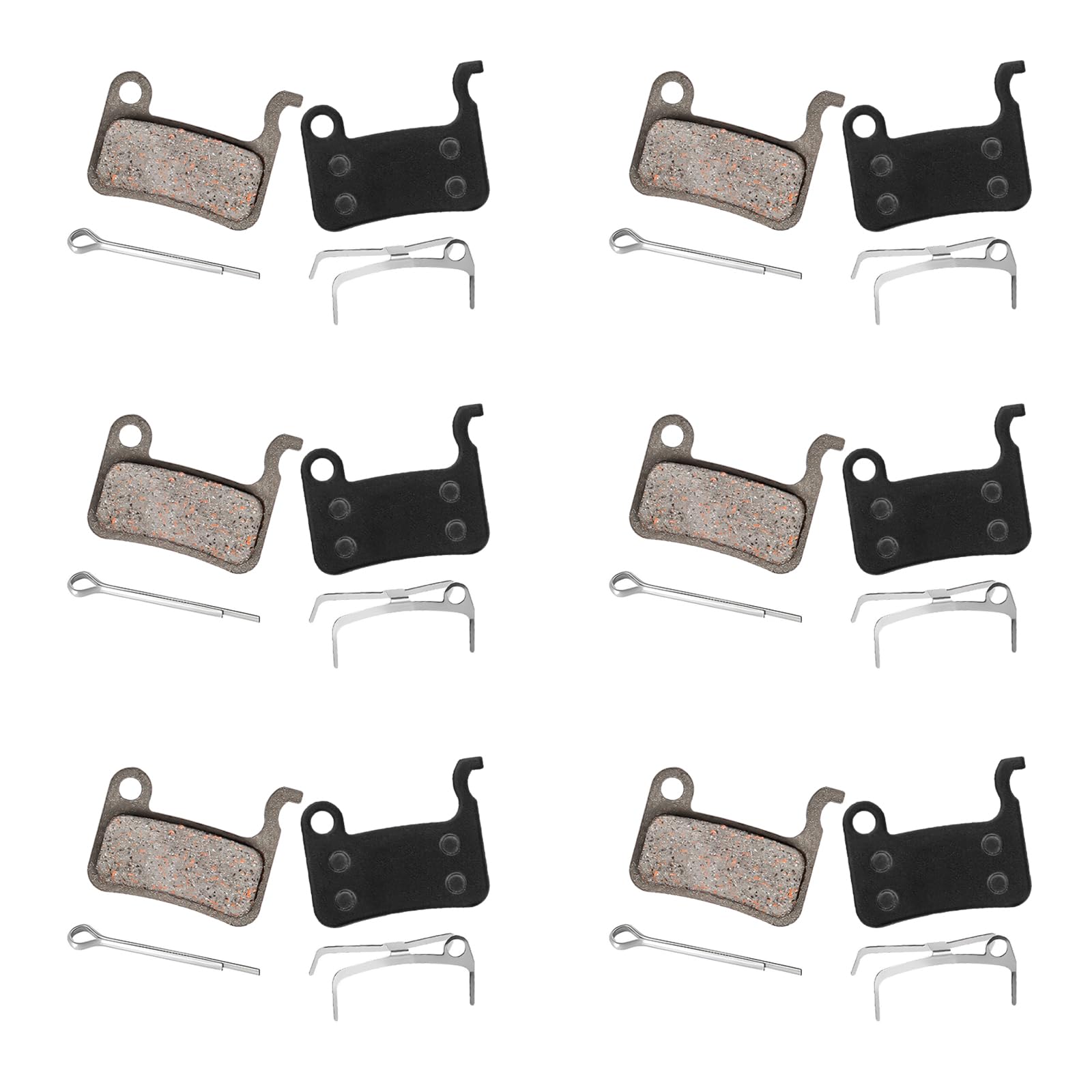 6Pairs Resin Bicycle Bike Brake Pads, Resin Semi-Metal Bicycle Disc Brake Pads, Noise-Reducing Bike Brakes Compatible with Shimano Deore XT XTR LX SLX Hone Alfine Saint Disc Brake