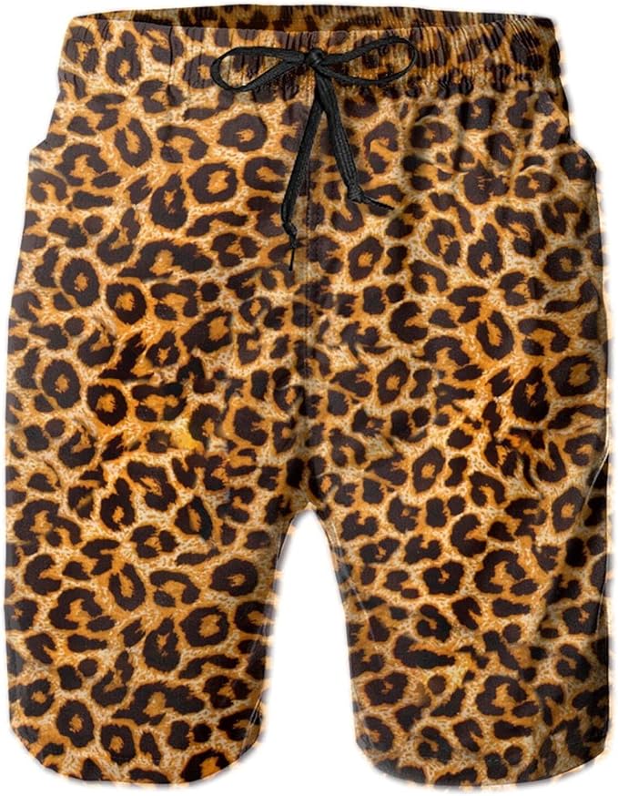 QUEMIN Leopard Print Leopard Print Men's Board Shorts Quick Dry Swim