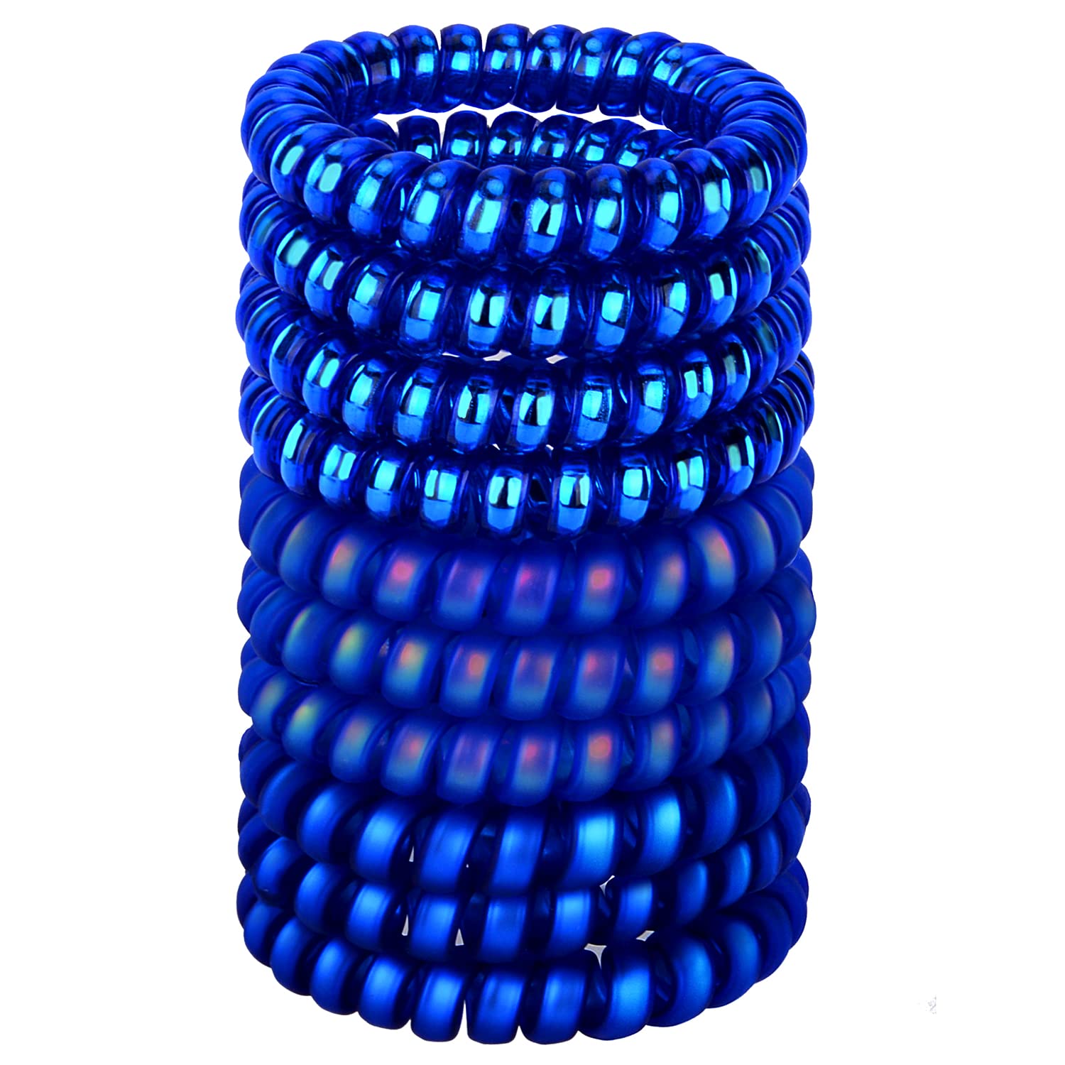 JessLab Spiral Hair Ties, 10 Pcs Traceless Phone Cord Bracelet Plastic Coil Ponytail Holders No-Damage Accessory for Girls Women Ladies, Color Assorted, Set 10