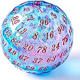 Liquid core D100 Dice, Single 100 Sided 50mm DND dice D100 Dice for Dungeons and Dragons Polyhedral Role Playing Game，Warhammer 40K, Sci-Fi, War, or Crime Theme Tabletop Games