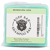 Big Crazy Buffalo Pure Bison Tallow Buff Shampoo Bar, Mountain Rain, (2 pack) - Scents of Sea Salt, Moss, & Freesia - Cleans, Moisturizes, Naturally Derived, No Dyes, No Chemicals, No Preservatives