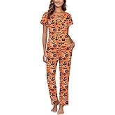 Ekouaer Pajama Sets for Women 2 Piece Lounge Set Short Sleeve Pj Sets and Long Pants Sleepwear Set