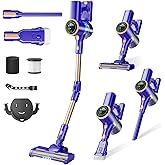 MHRMHR Cordless Vacuum Cleaner, 180° Bendable Wand Stick Vacuum Cleaners with LED Touch Screen, 8-in-1 Lightweight Rechargeable Vacuum with 1.5L Dust Cup for Home Hard Floor Low-Pile Carpet