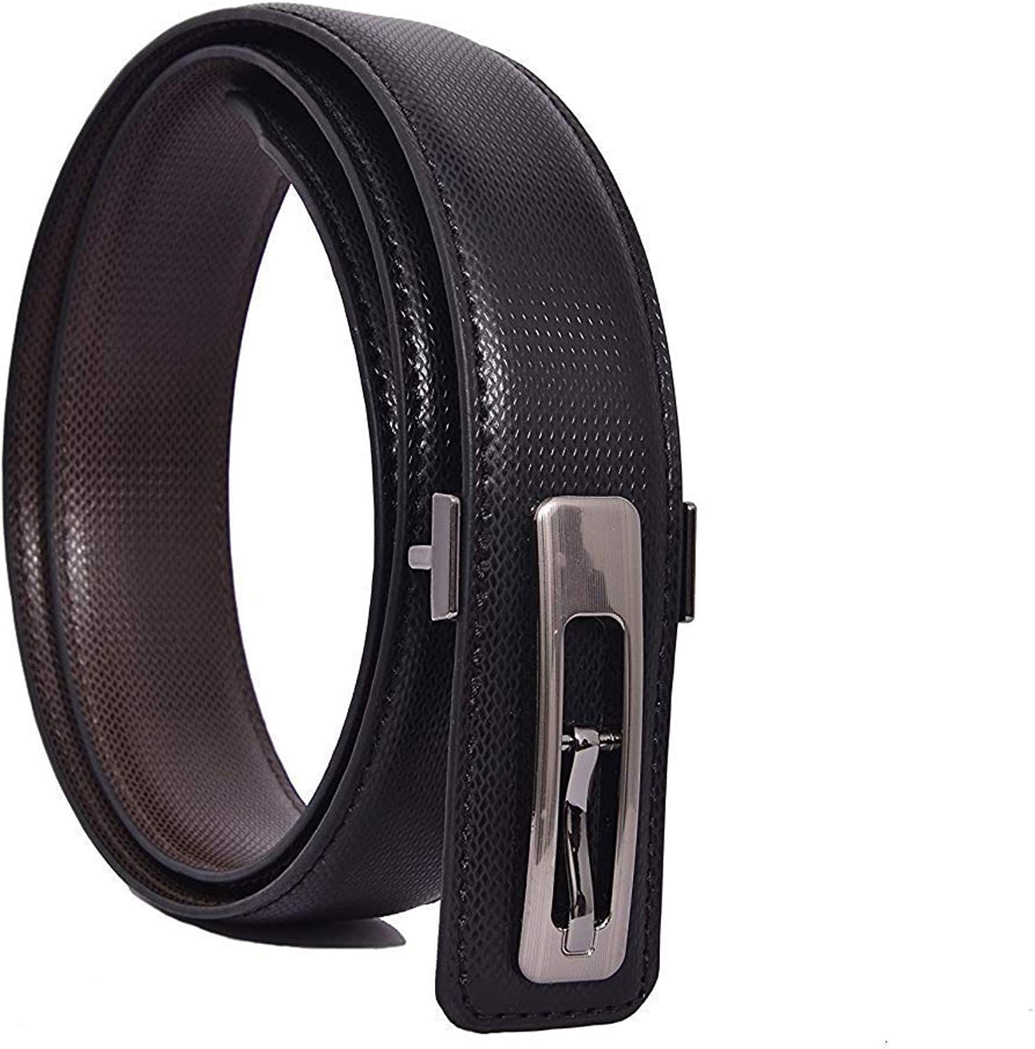 ™ Causal Formal Men’s Belt, Classic Artificial Italian Leather Belt with Push Button Buckle with Holes Black&Brown (28-30) (30-32)