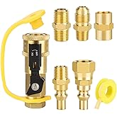 EEEKit 1/4" RV Propane Quick Connect Fittings, Brass 1/4" Natural Gas Quick Connect Disconnect Kit with 3/8" Male Female Flar