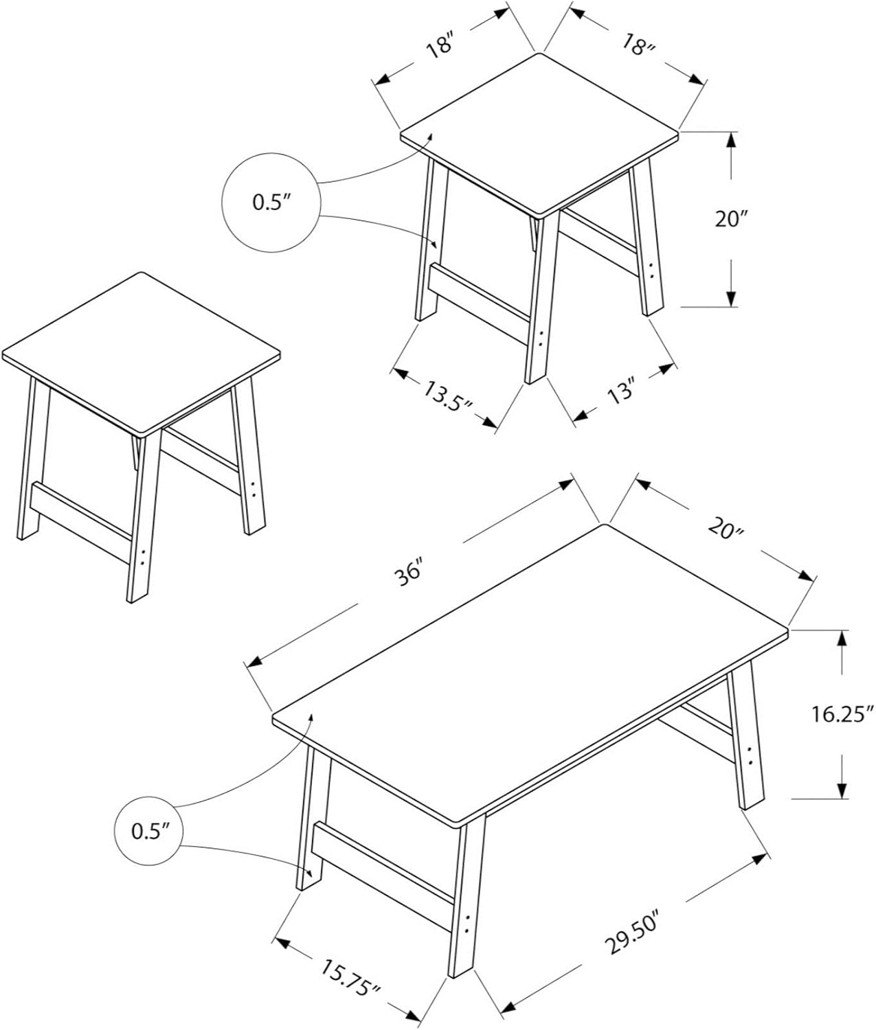 Ergode Table Set - 3PCS Set/Espresso: Furniture & Decor