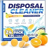 Garbage Disposal Cleaner Deodorizer Tablets, 24 Count, 1 Year Supply | XXL Foaming Action, Citrus Scented, Kitchen Sink Drain Freshener, Odor Eliminator, Septic Safe, Natural Cleaning Care