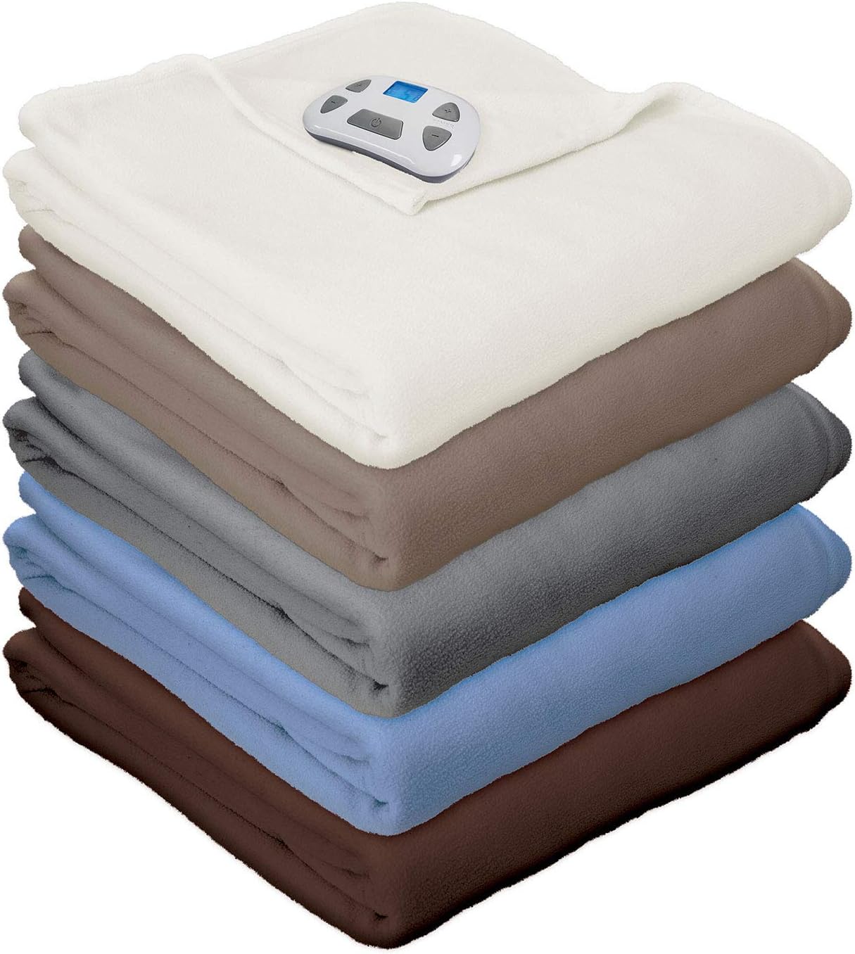 Pure Warmth 874126 Micro Fleece Electric Heated Warming Blanket Queen Slate Blue Washable Auto Shut Off 10 Heat Settings: Home & Kitchen