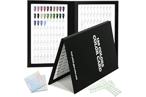 C12rtive 160 Nail Color Display Book,Leather Nail Color Swatches Book with 240 Practice Tips & 1-200Number Labels,Professional Display Chart for Polish UV Gel(Black)
