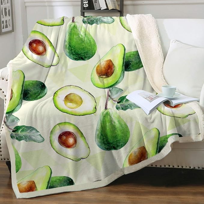 Sleepwish Avocado Throw Blanket Green Cute Fruit Blanket Throw for Kids