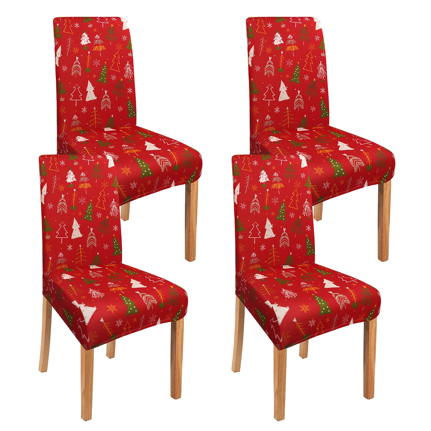 Photo 1 of ******SIMILAR***** Red Christmas Chair Covers Set of 4,Winter Christmas Tree Snowflake Elk Chair Protectors,Elastic Removable Washable Dining Chair Covers for Winter Christmas Kitchen Dining Room Holiday Decor