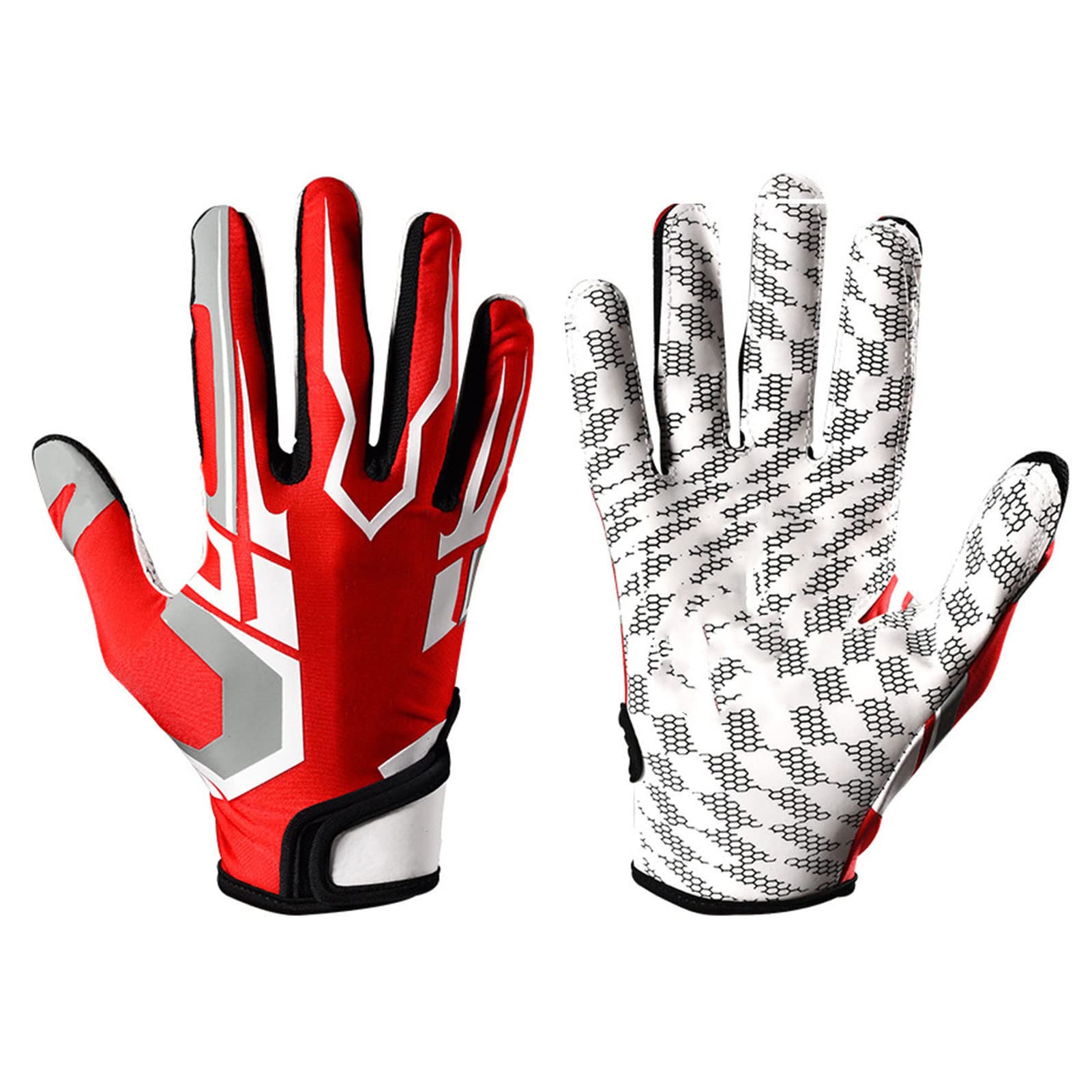 Asixxsix Baseball Batting Gloves, Nonslip Protective Softball Batting Gloves with Breathable Mesh Fingertips and Wrist Design Professional Elastic Red Batting Gloves for Youth, Adult(L)