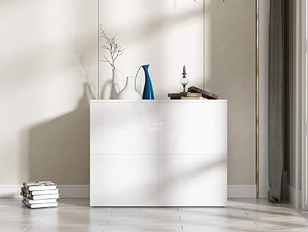 Cocoarm Mobile Credenza Moderna Credenza Bianca Legno Lucida Per Soggiorno Camera Da Letto Sala Da Pranzo Studio Ufficio 92 X 35 X 716 Cm