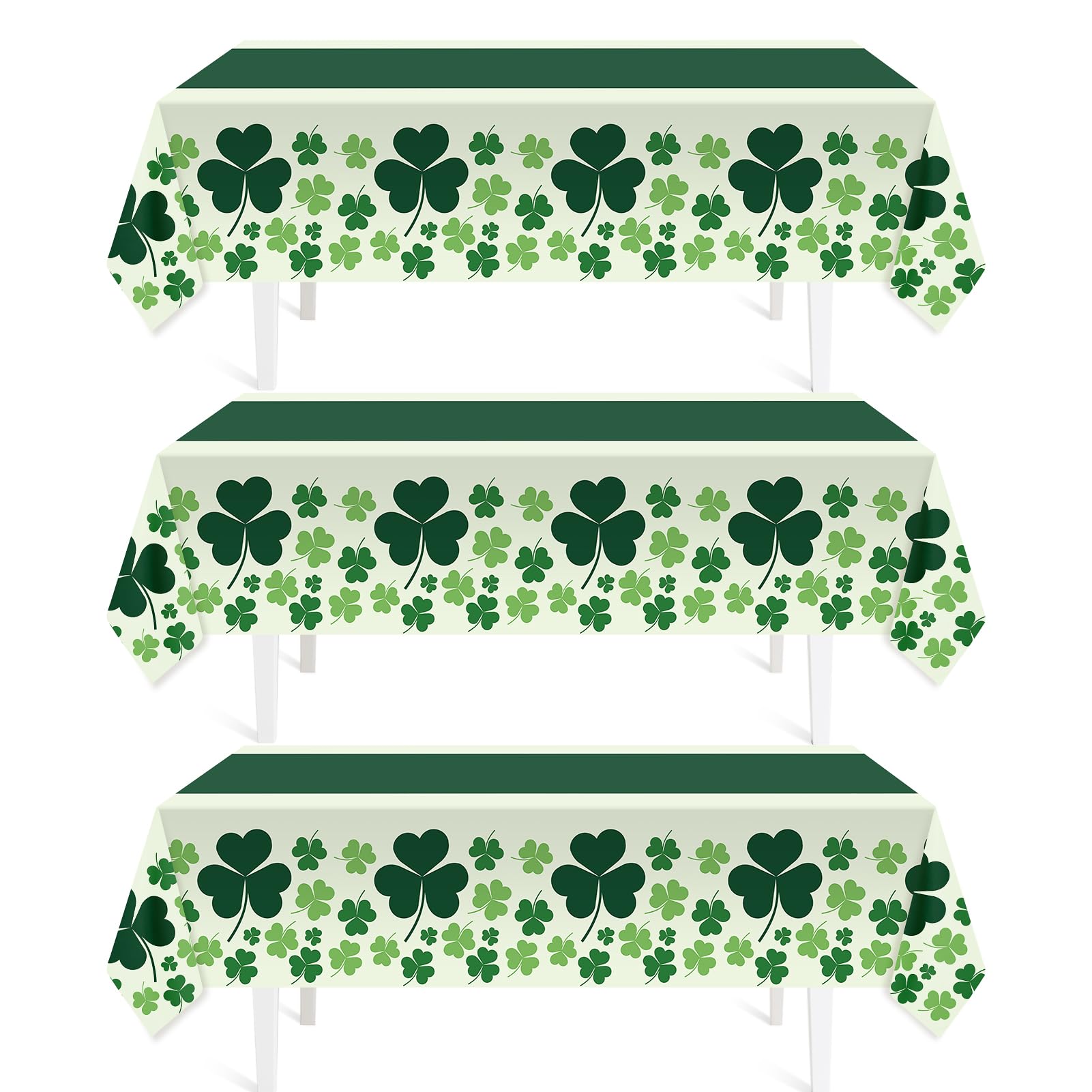 Photo 1 of **SHOWS HEAVY USAGE** Childom 3 Pack St Patricks Day Decorations,St Patricks Day Table Cloths for Rectangle Tables,54" x 108" Disposable Plastic Tablecloths for St. Patrick's Day,Home,Kitchen,Picnic,Parties,Spring Decors